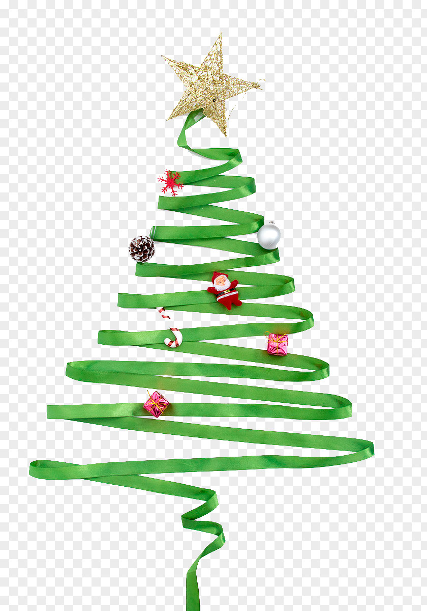 Green Ribbon Christmas Tree PNG