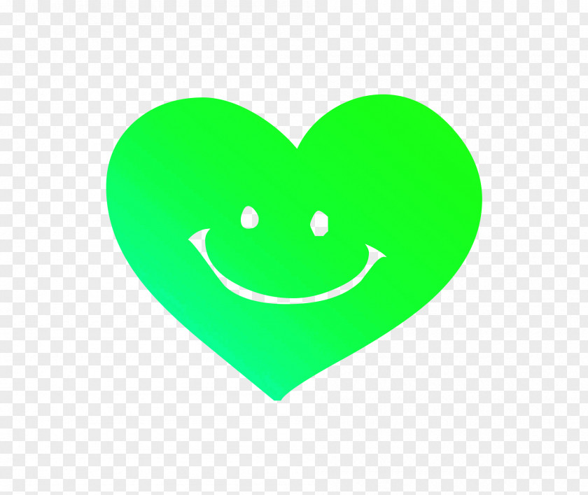 Smiley Green Heart Leaf Line PNG