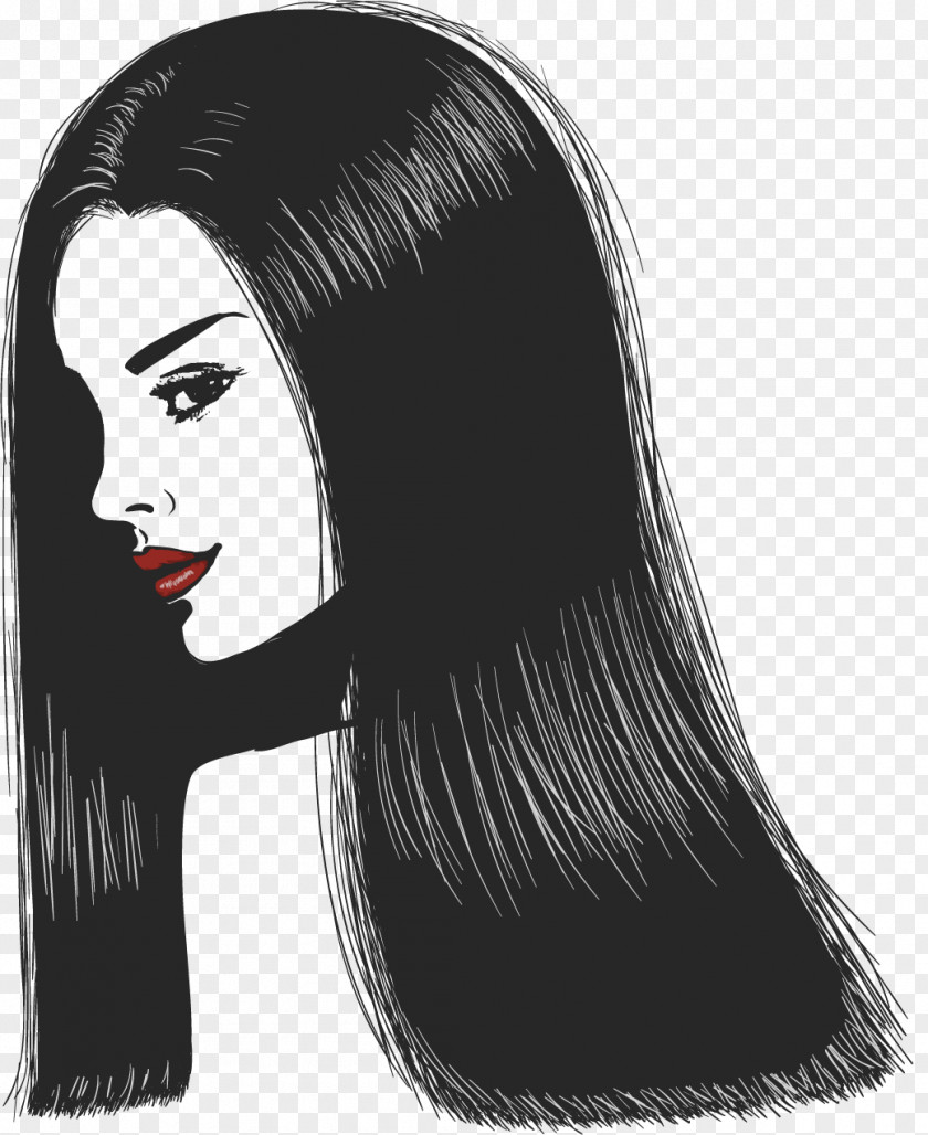 Vector Hand-painted Hair Model Illustration PNG