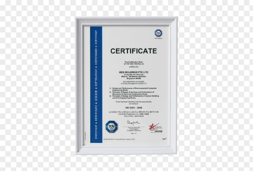 Business ISO 14000 Certification 9000 14001 Paw Leck Engineering Pte Ltd PNG