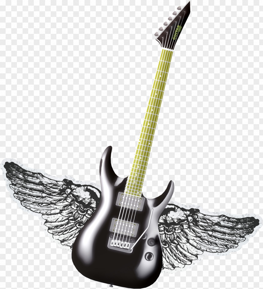 Electric Guitar With Wings Musical Instrument PNG
