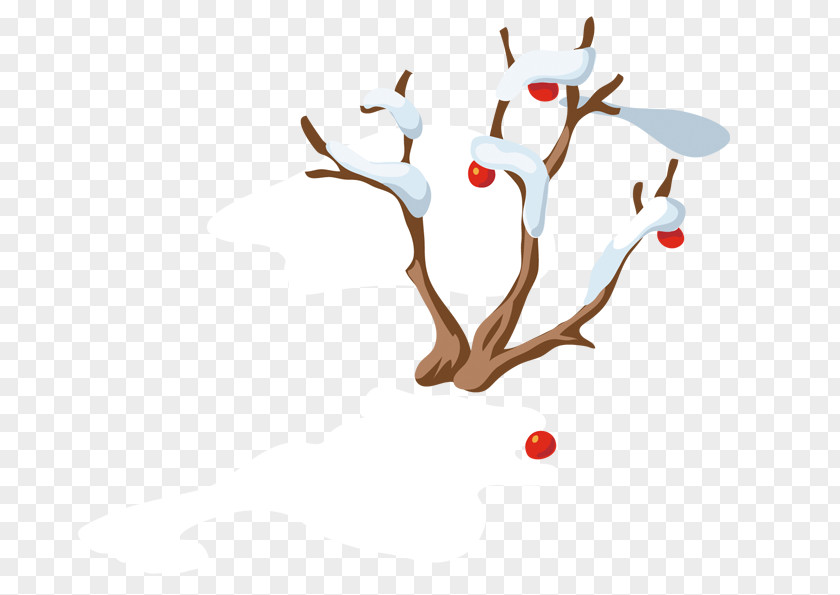 Fruit Trees On Snow Christmas Card Snowman PNG