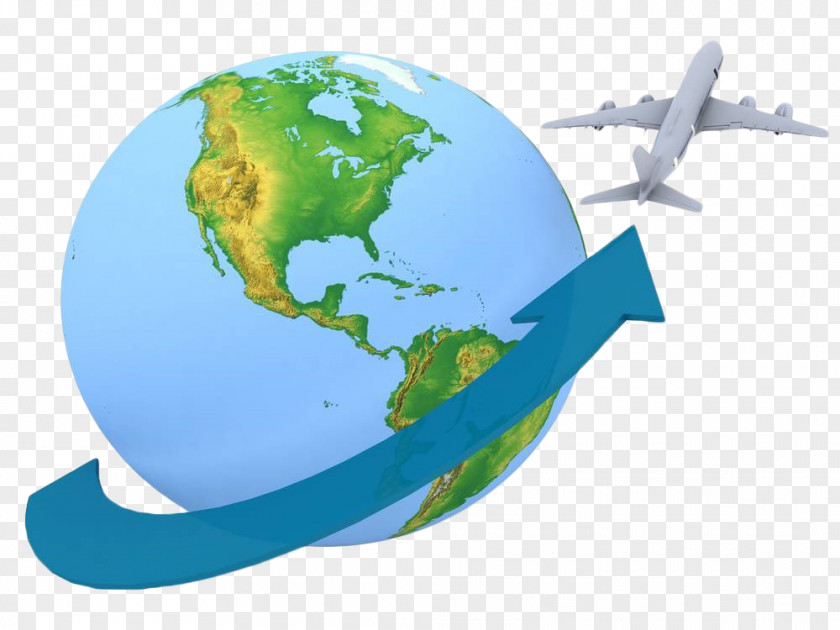 Blue Earth Air Airplane Globe Flight Travel Stock Photography PNG