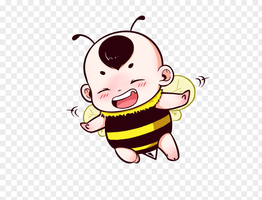 Cartoon Little Bee Apidae Q-version PNG