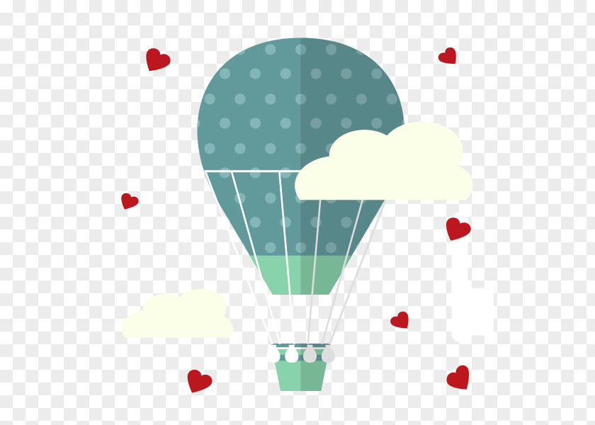 Vector Romantic Hot Air Balloon Flight PNG