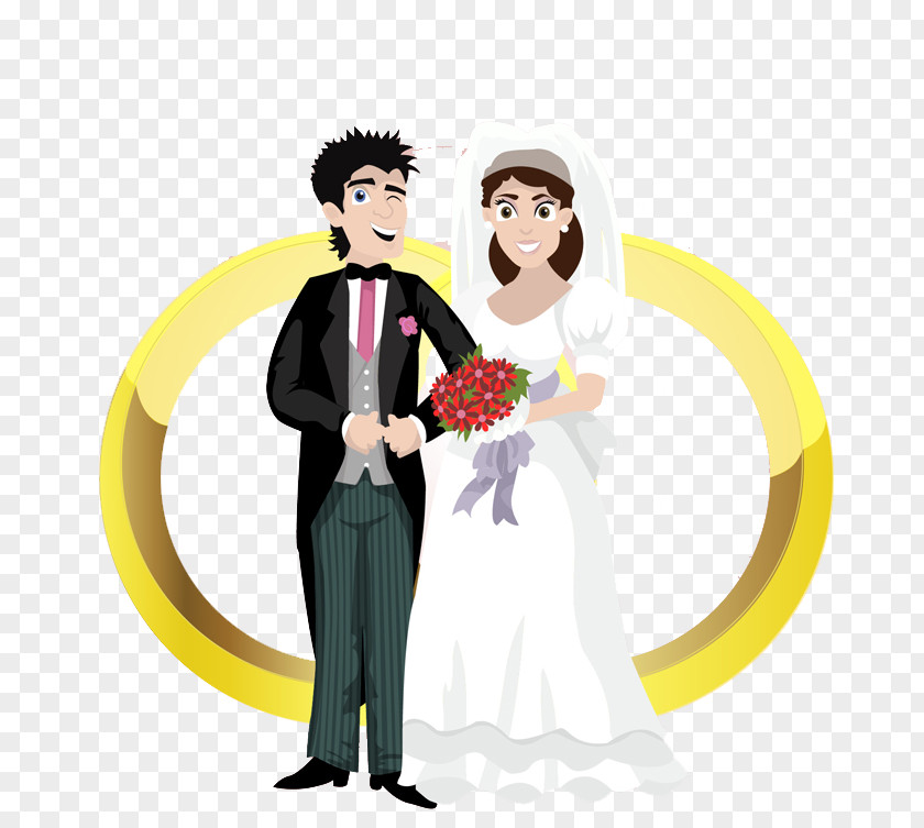Gold Rings And The Bride Groom Vector Bridegroom Marriage Illustration PNG