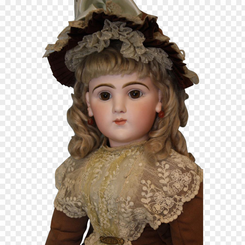 Doll Brown Hair Turn Of The Century Antiques PNG