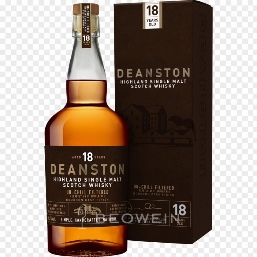 18 Years Old Single Malt Whisky Deanston Scotch Bourbon Whiskey PNG