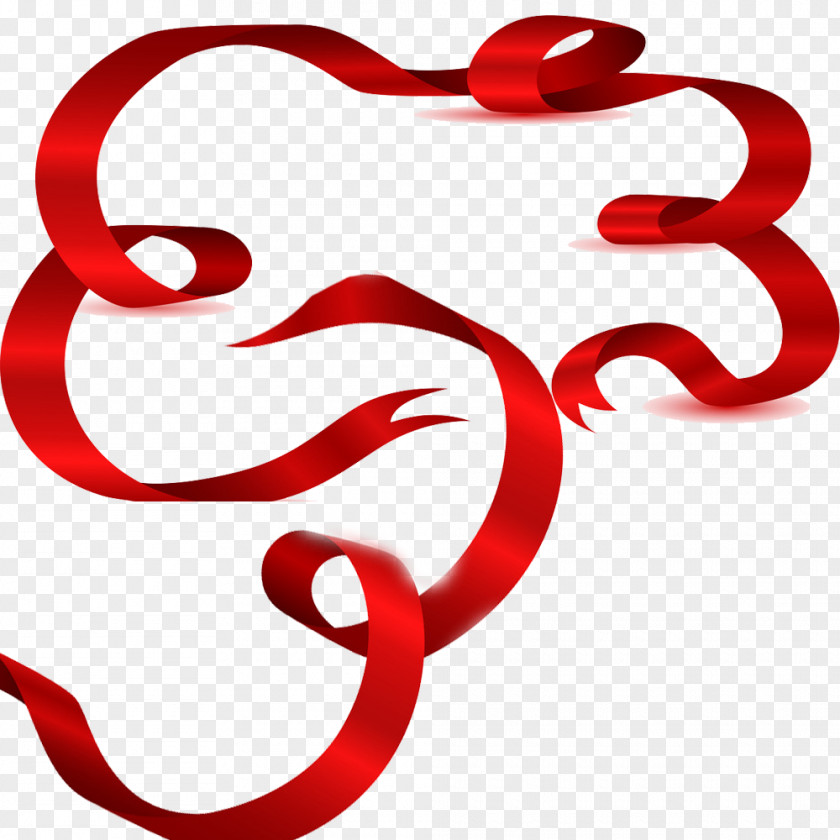 Red Ribbon Buckle-free Material PNG