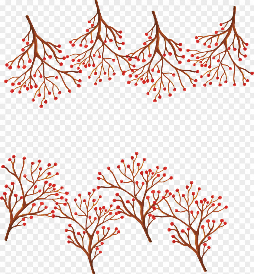 Red Wild Fruit Branches Clip Art PNG