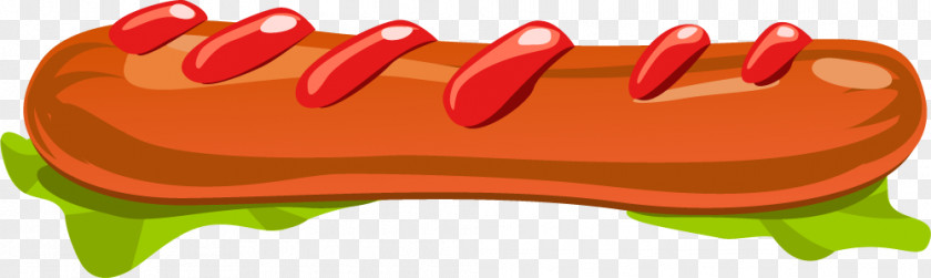 Hand Painted Red Hot Dog Sausage Fast Food PNG