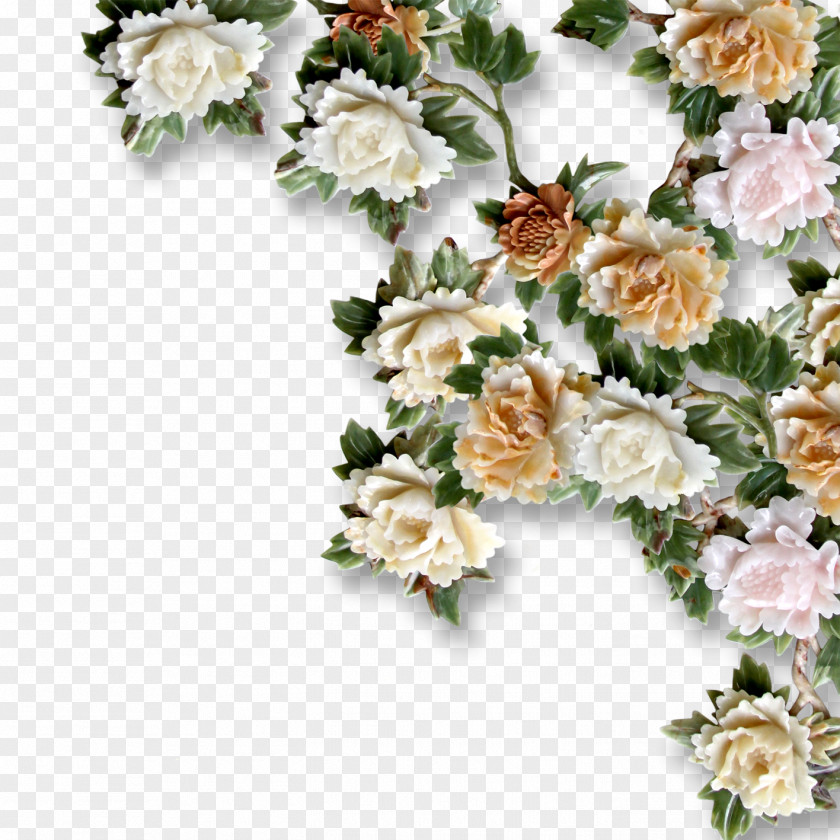 Jade Peony Floral Design Icon PNG