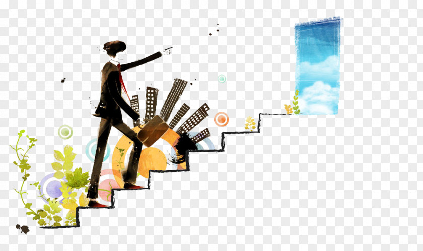 The Man On Ladder Stairs Cartoon PNG