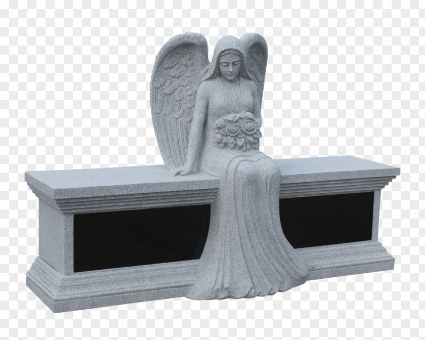 Stone Bench Cemetery Memorial Statue South Dakota PNG