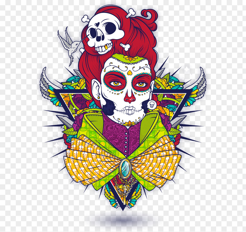 Skull La Calavera Catrina Day Of The Dead Graphic Design PNG