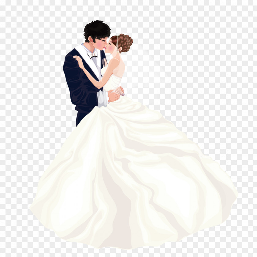 Wear Wedding Couple Kissing Bride Dress Marriage PNG