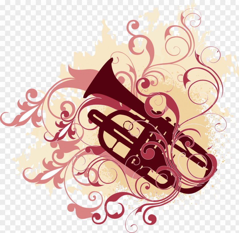 Large Patterns And Musical Instruments Vector Material Royalty-free Trumpet Illustration PNG