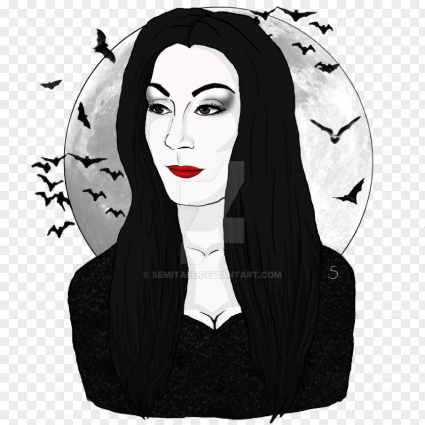 Morticia Black Hair Microbat Character PNG