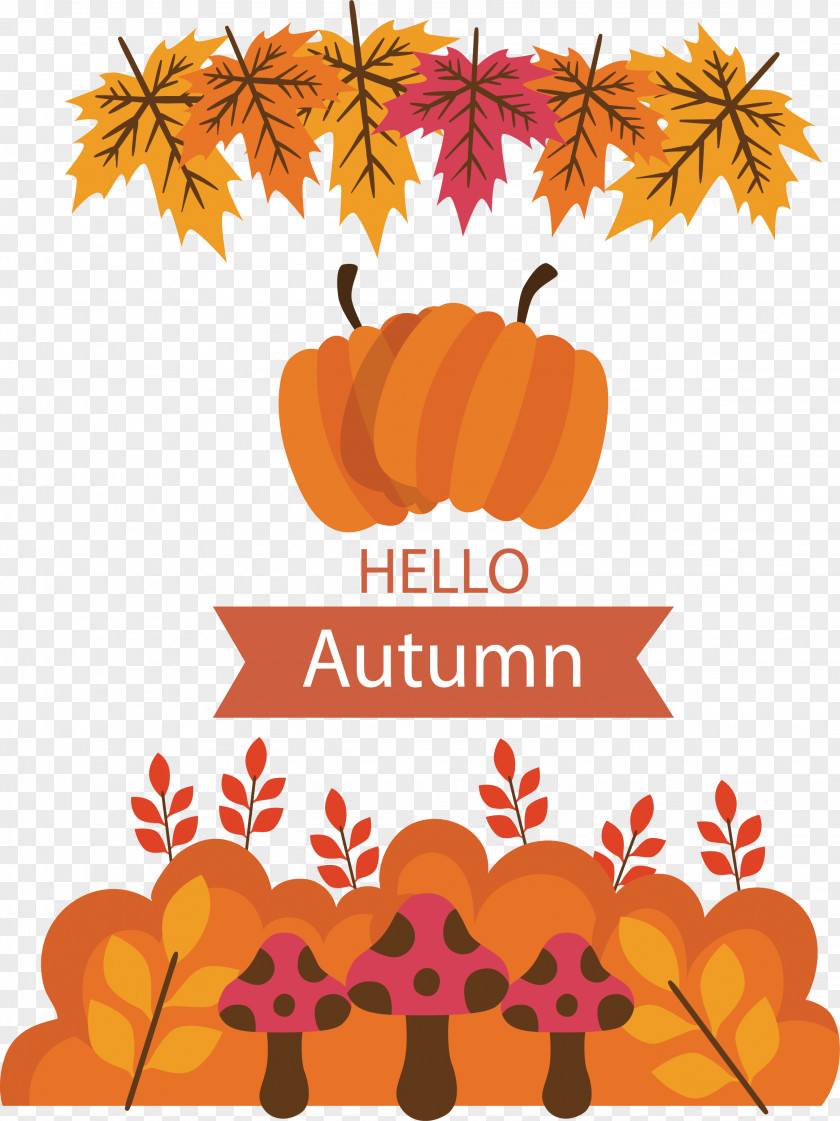 Ripe Pumpkin, Hello Autumn Poster Clip Art PNG