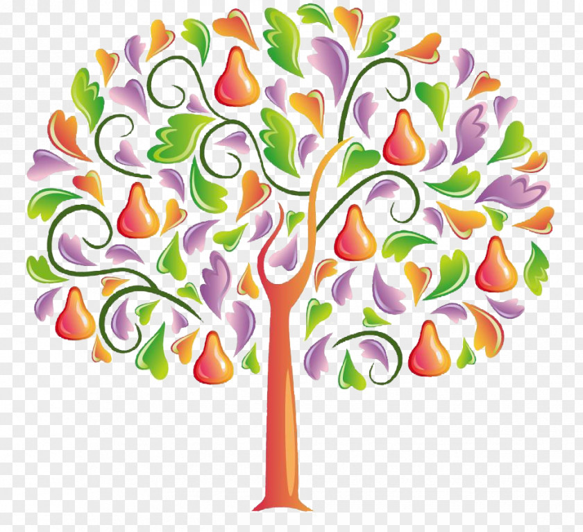 Painted Pear Tree Clip Art PNG