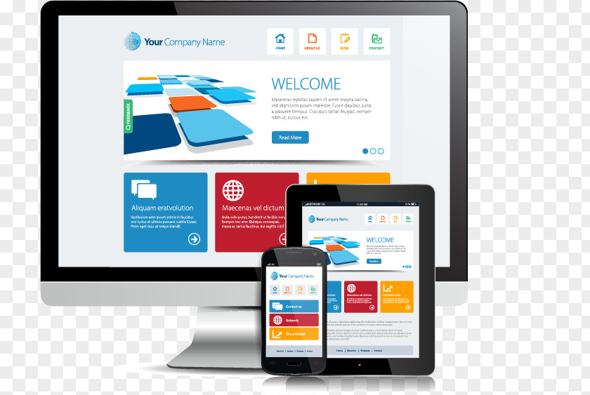 Smartphone Tablet APP Show Web Development Responsive Design Website Hosting Service PNG