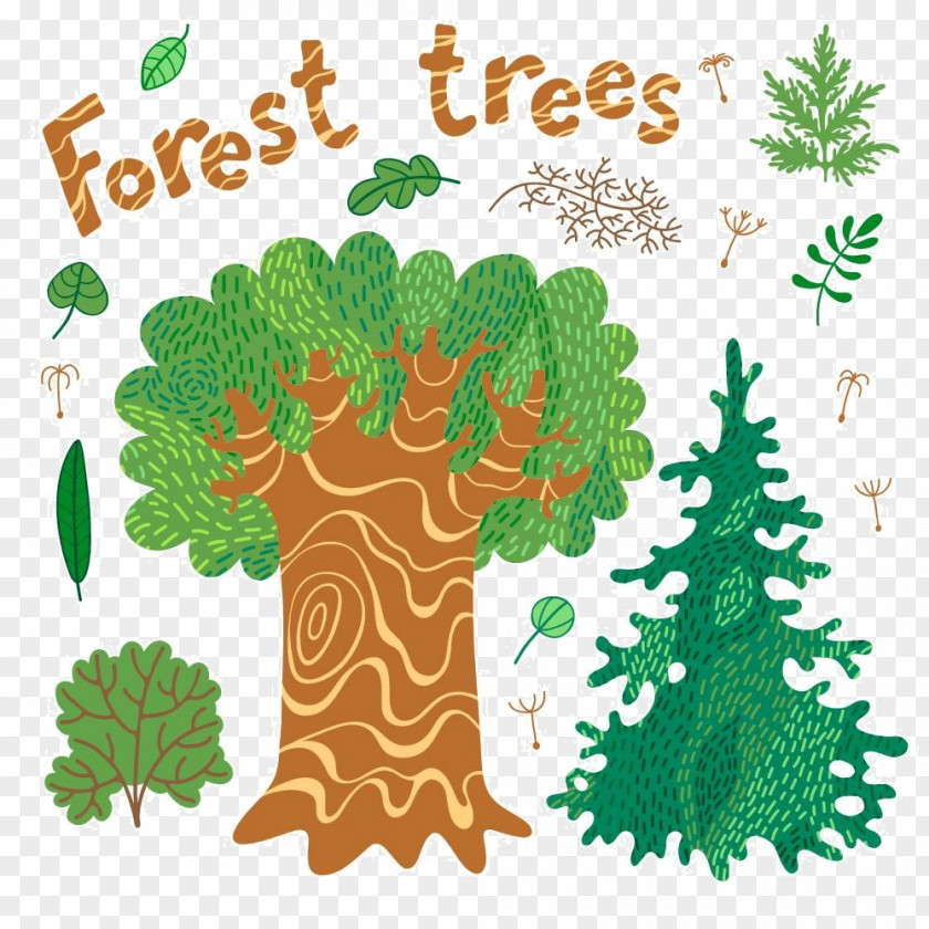Cartoon Tree Material Forest Drawing Illustration PNG