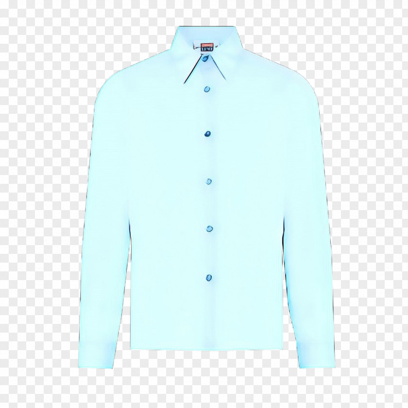 Shirt Button Clothing White Blue Sleeve Collar PNG