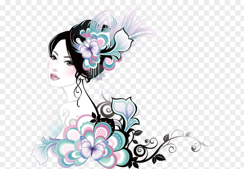 Cartoon Flower Beauty, Character, Taobao Creative, Woman Butterfly Download PNG