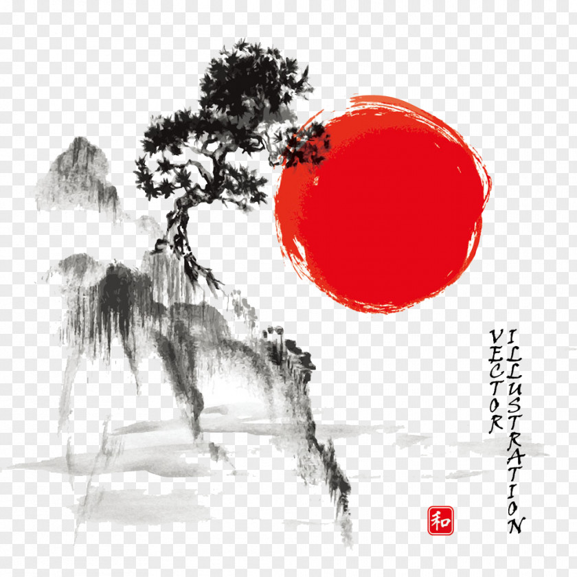 Japan Ink Landscape Paintings Image Wash Painting Drawing Japanese Art Watercolor PNG