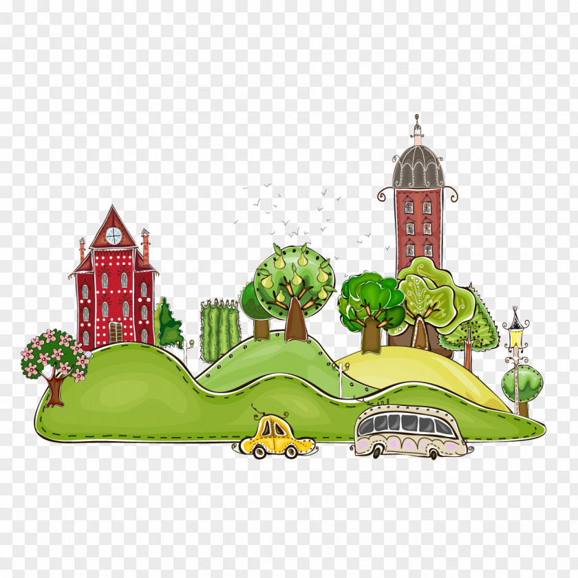 Vector Cartoon Of European Architecture Building PNG