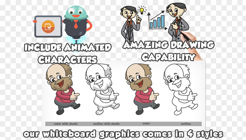 Whiteboard Character Dry-Erase Boards Animation PNG