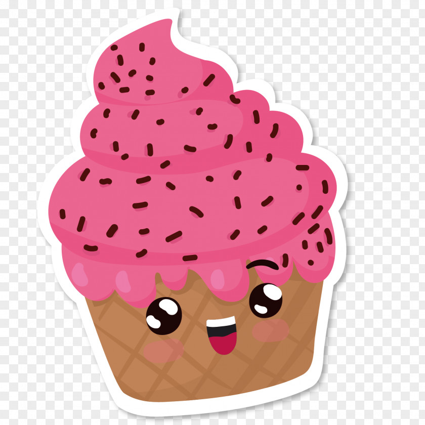 Vector Ice Cream Cupcake Sticker PNG