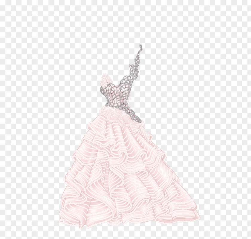 Branch Dress Up Gown Costume Design Pink M Ruffle PNG