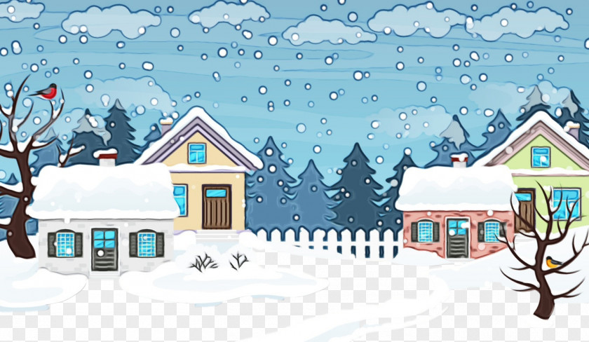 Animation Residential Area Snow Winter Cartoon Home House PNG