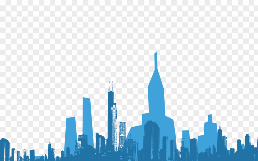 Blue City Silhouette Skyline PNG