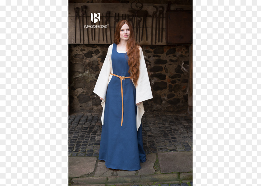 Renaissance Dress Middle Ages Blue Surcoat Sleeve PNG