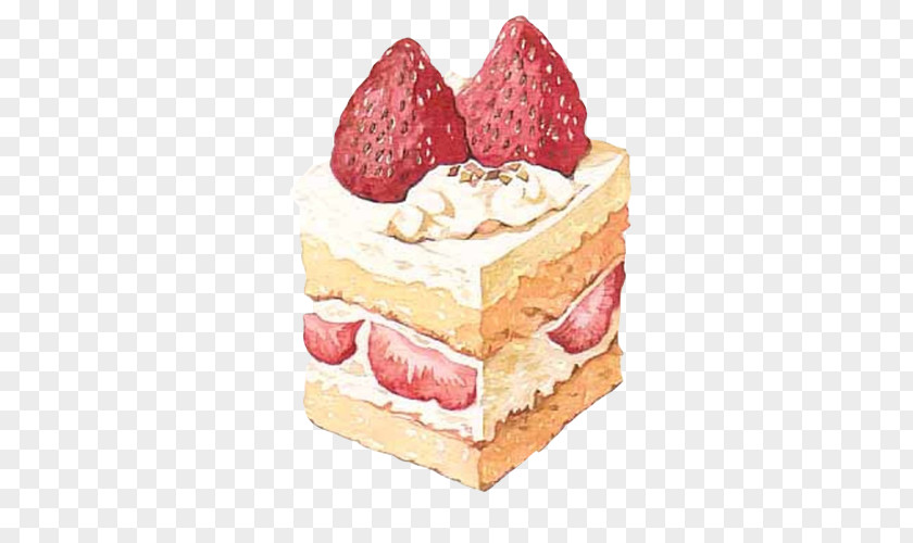 Strawberry Sandwich Naigao Hand Painting Shortcake Cream Cake Doughnut Food PNG