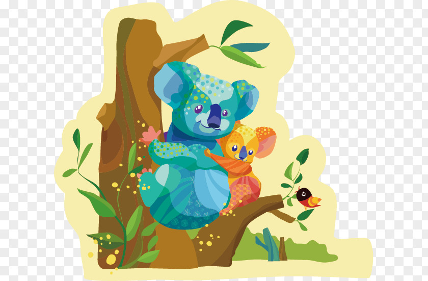 Carrying A Child Koala Drawing Illustration PNG