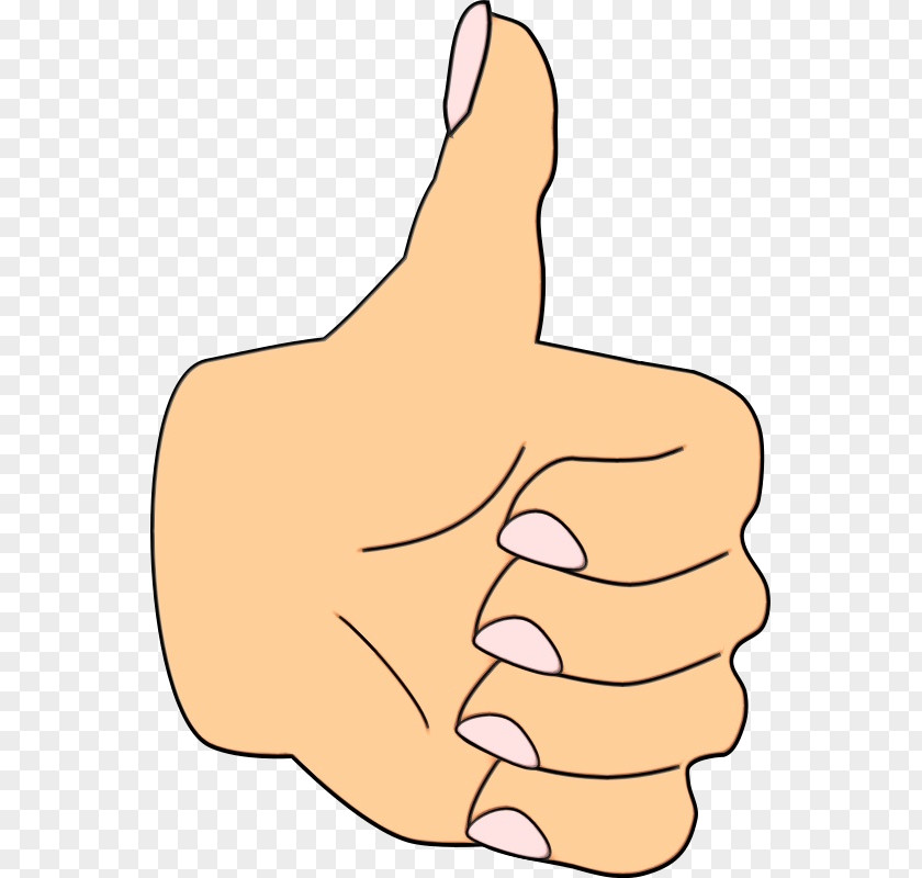 Sign Language Thumbs Signal Watercolor Cartoon PNG