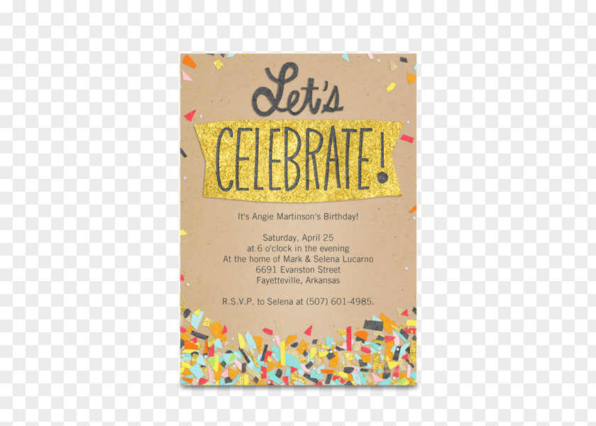 Let's Celebrate Confetti Party Birthday Apartment Wedding Invitation PNG