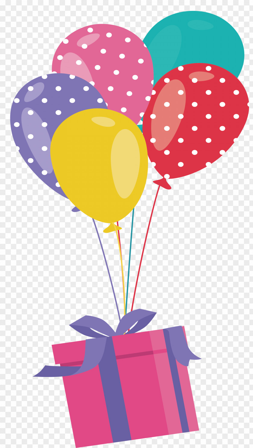A Gift Box Under Balloon Clip Art PNG