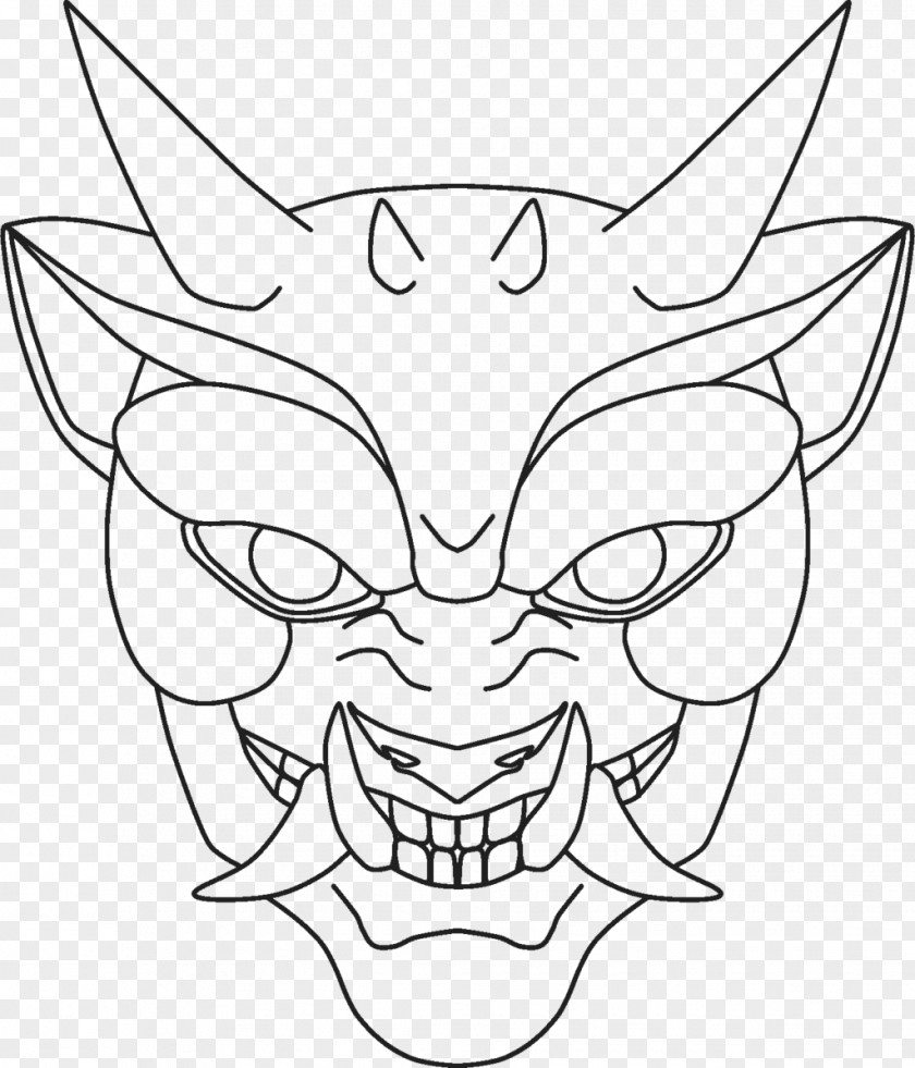 Oni Line Art Legendary Creature Drawing PNG