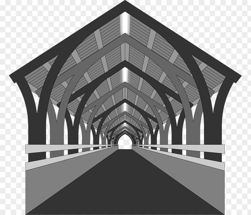 Tunnel Road Black And White Illustration PNG