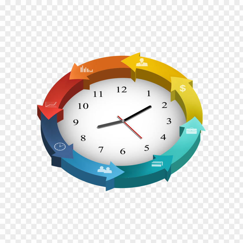 Color Clock Cycle Diagram Infographic PNG