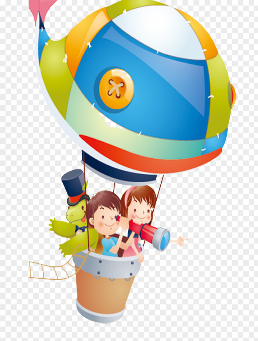 Colorful Cartoon Hot Air Balloon Decorative Patterns PNG