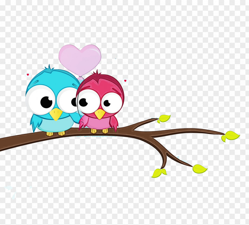 Cartoon Branch Owl Heart Smile PNG