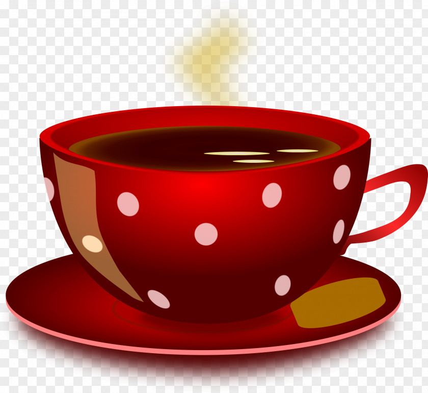Red Cup Teacup Coffee Cappuccino Clip Art PNG