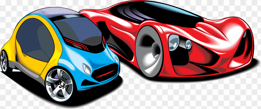 Sports Car Cartoon Vector Elements Clip Art PNG