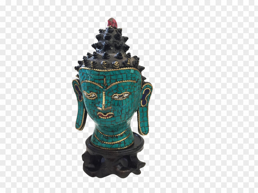 Statue Bust Sculpture Buddhist Prayer Beads Turquoise PNG