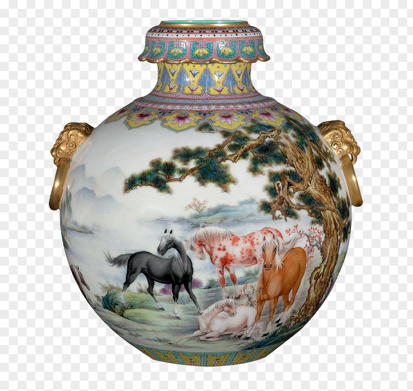Exquisite Vase Qing Dynasty Porcelain Chinese Ceramics Falangcai PNG